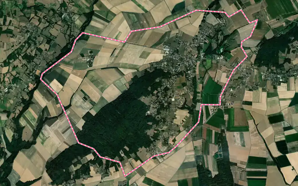 Vue satellite de Faramans avec ses contours administratifs