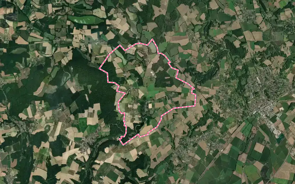 Vue satellite de Faramans avec ses contours administratifs