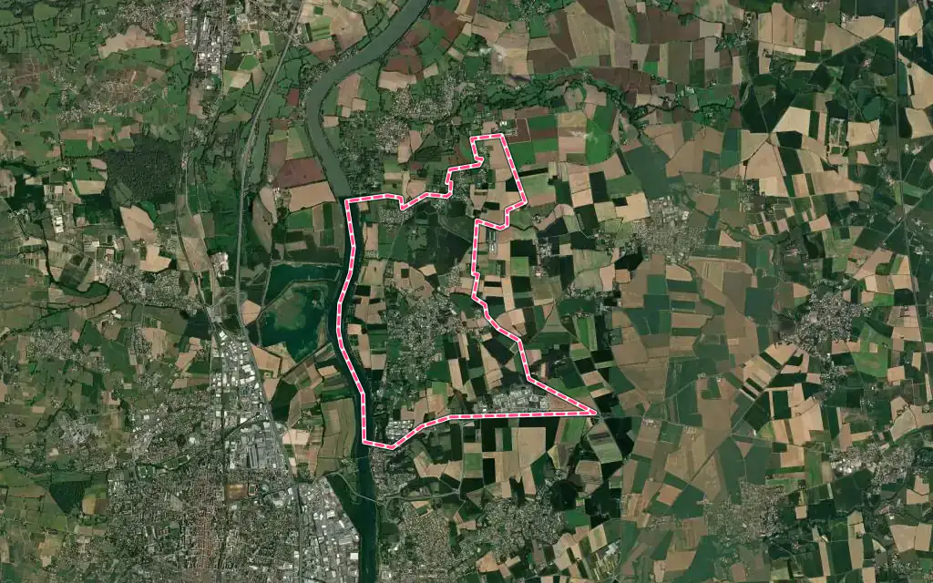 Vue satellite de Fareins avec ses contours administratifs