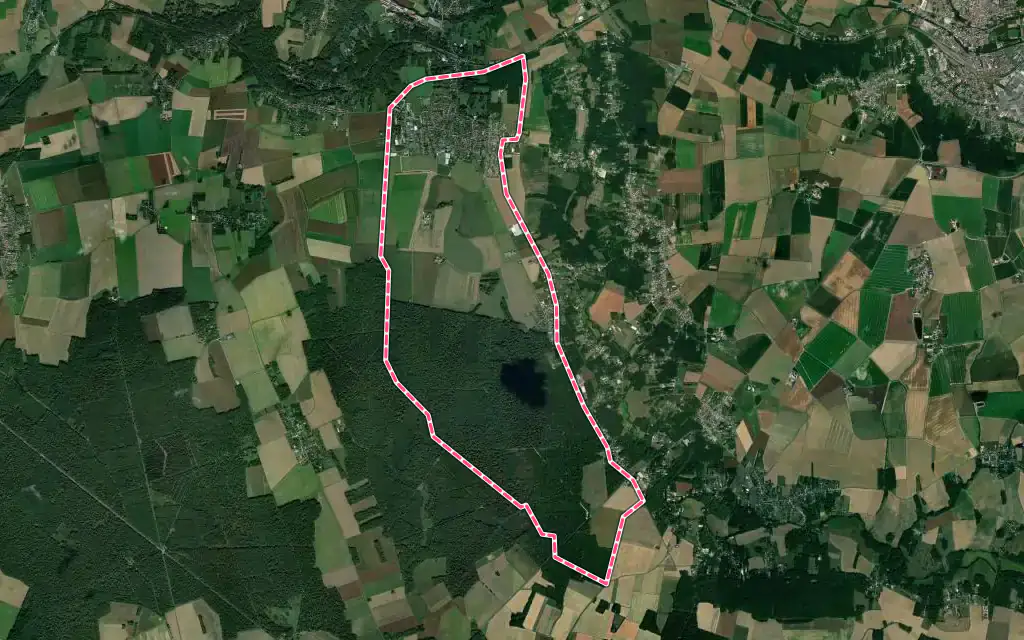 Vue satellite de Faremoutiers avec ses contours administratifs