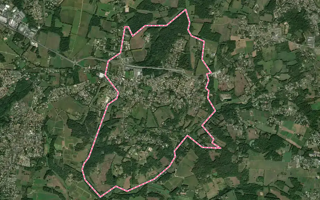 Vue satellite de Fargues-Saint-Hilaire avec ses contours administratifs