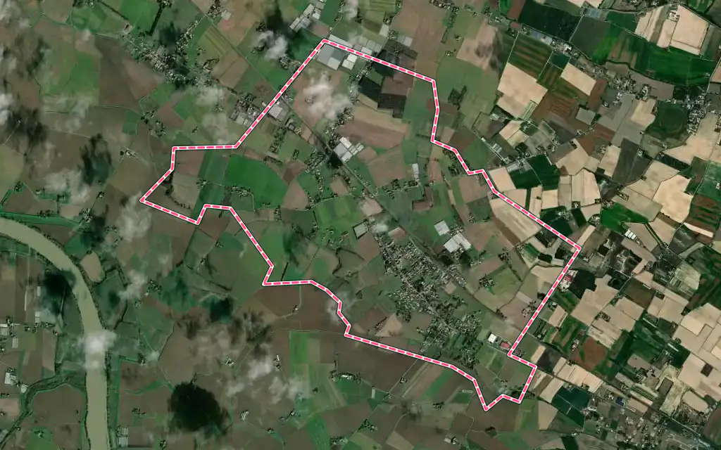 Vue satellite de Fauguerolles avec ses contours administratifs