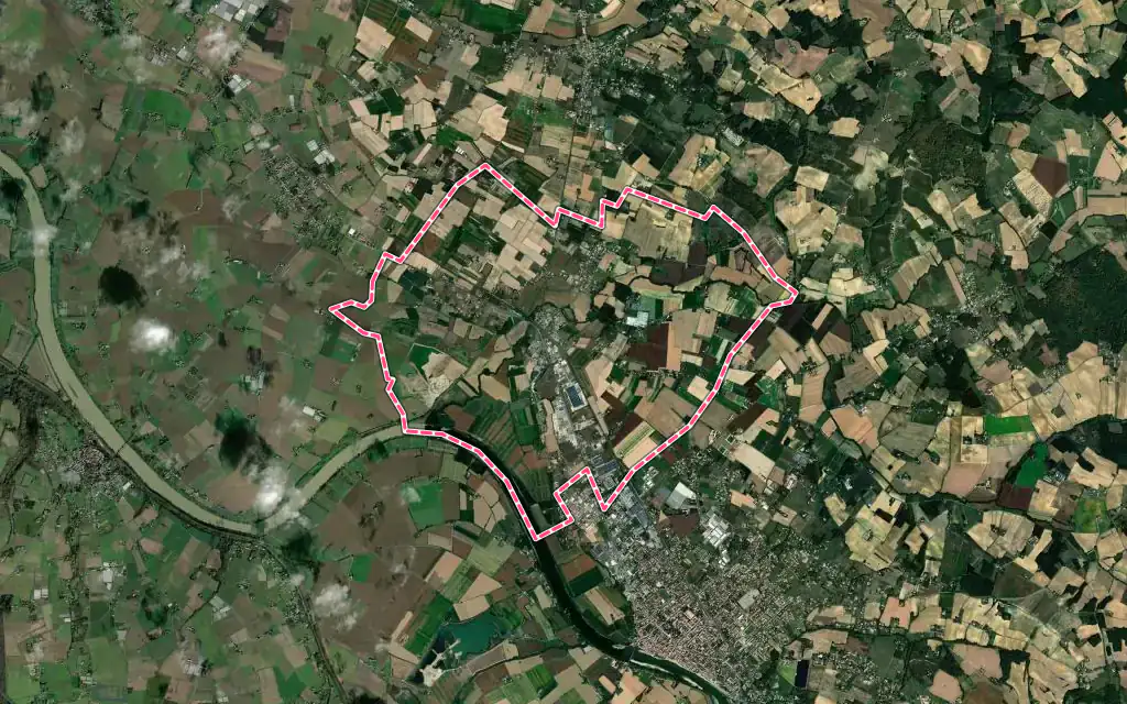 Vue satellite de Fauillet avec ses contours administratifs