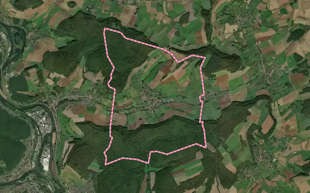 Vue satellite de Faulx avec ses contours administratifs