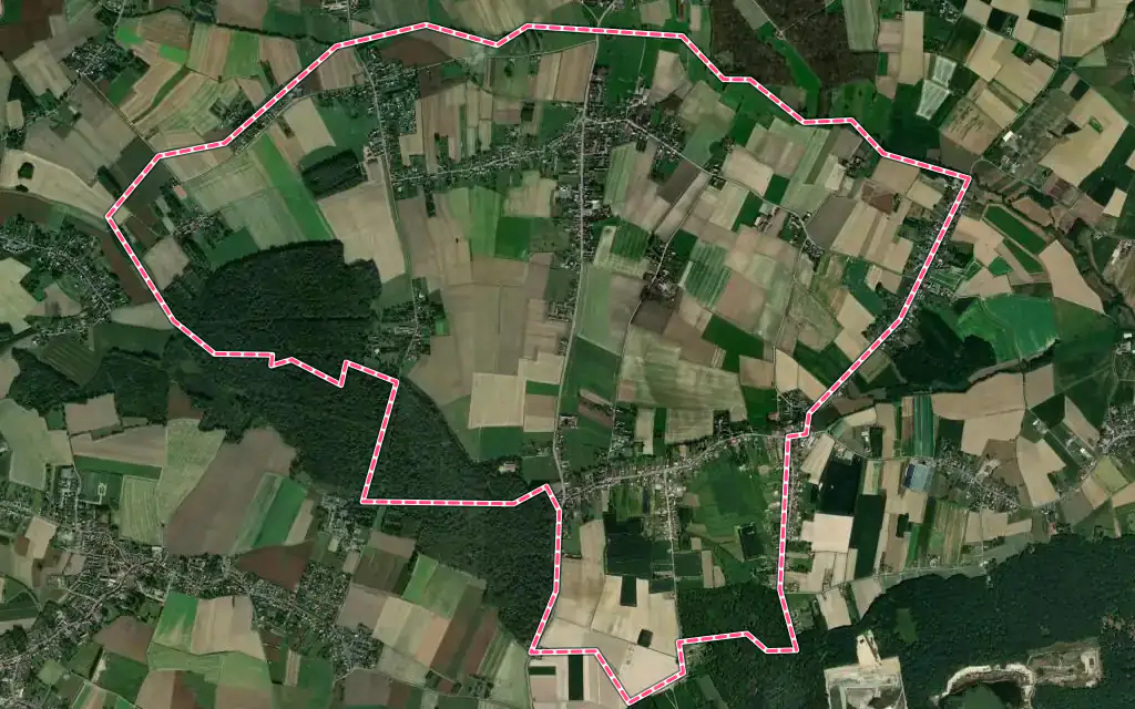 Vue satellite de Faumont avec ses contours administratifs