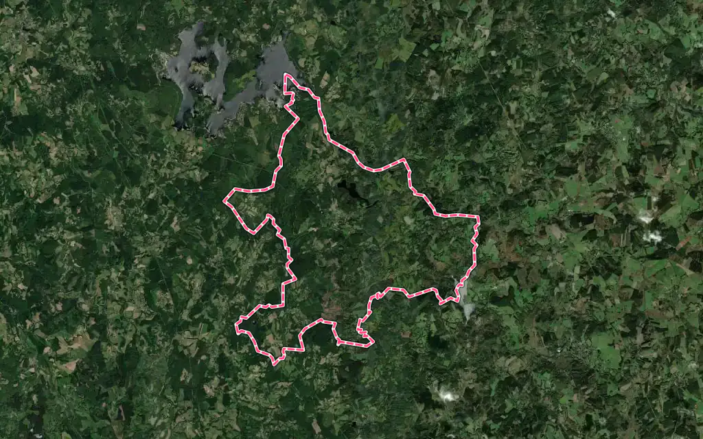 Vue satellite de Faux-la-Montagne avec ses contours administratifs