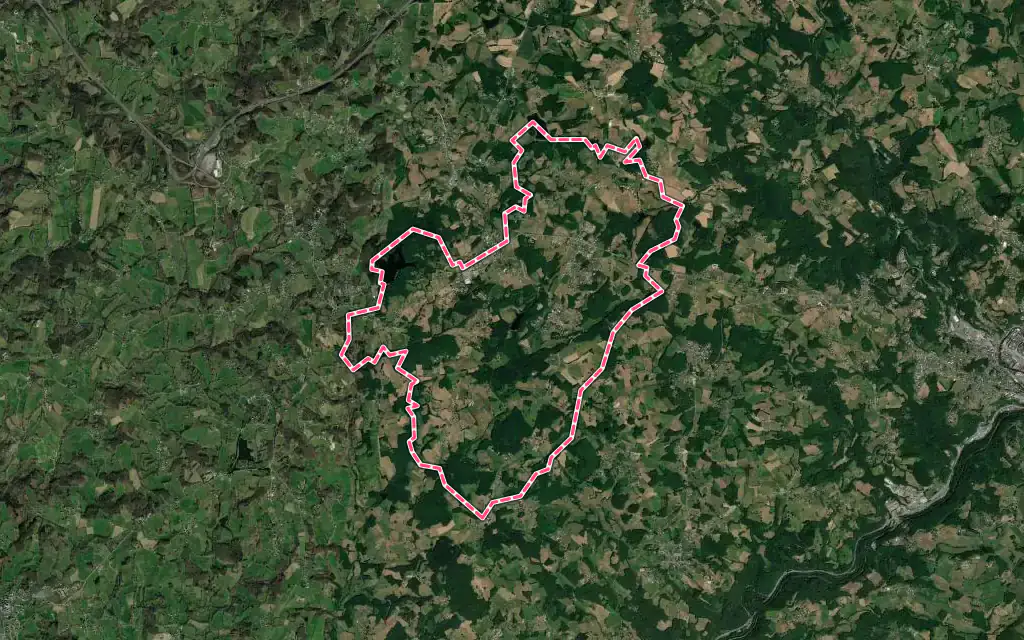 Vue satellite de Favars avec ses contours administratifs