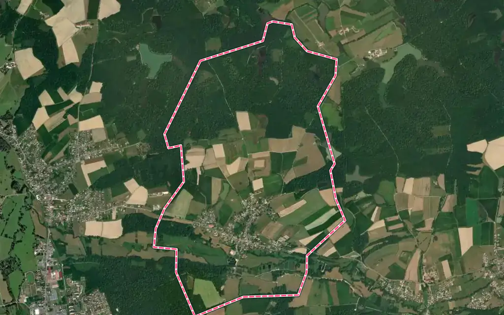 Vue satellite de Faverois avec ses contours administratifs