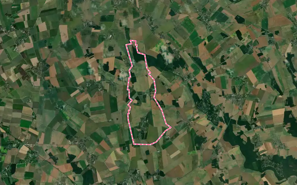Vue satellite de Faverolles-la-Campagne avec ses contours administratifs