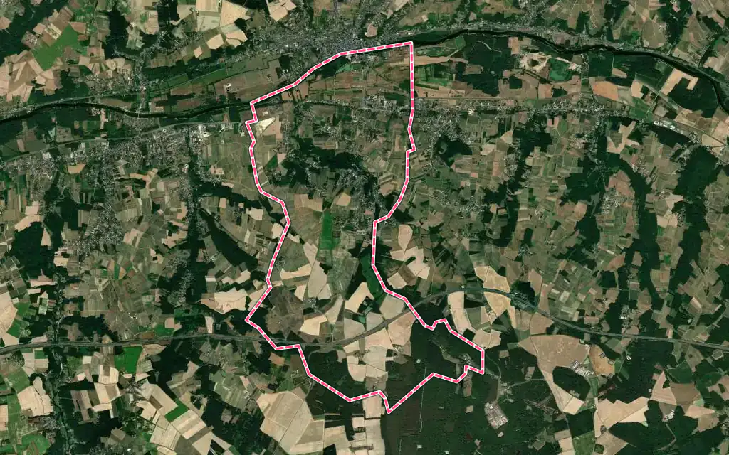 Vue satellite de Faverolles-sur-Cher avec ses contours administratifs