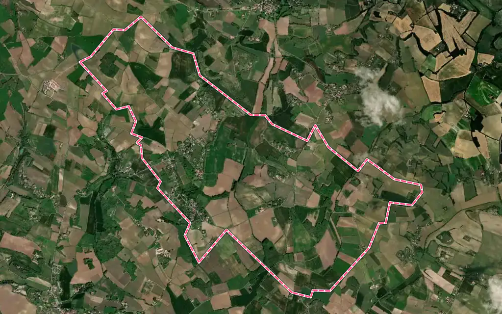 Vue satellite de Fayssac avec ses contours administratifs
