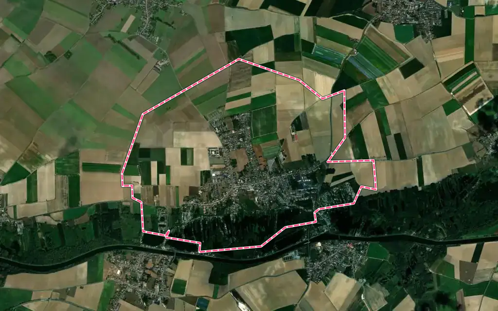 Vue satellite de Féchain avec ses contours administratifs
