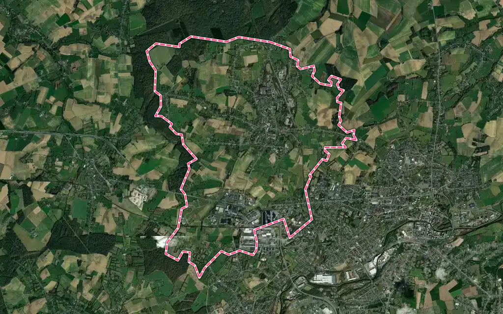 Vue satellite de Feignies avec ses contours administratifs