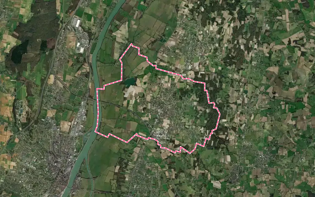 Vue satellite de Feillens avec ses contours administratifs
