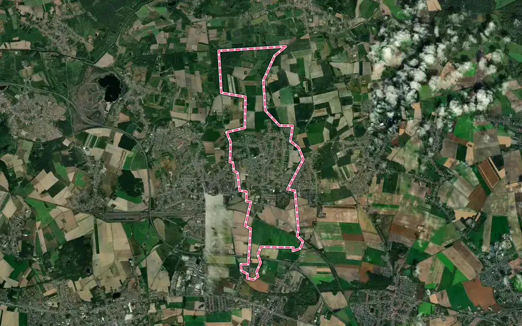 Vue satellite de Fenain avec ses contours administratifs