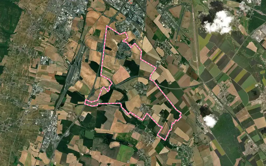 Vue satellite de Fénay avec ses contours administratifs