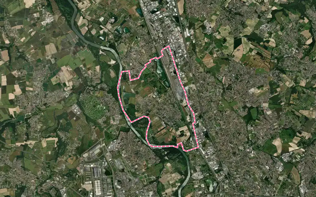 Vue satellite de Fenouillet avec ses contours administratifs