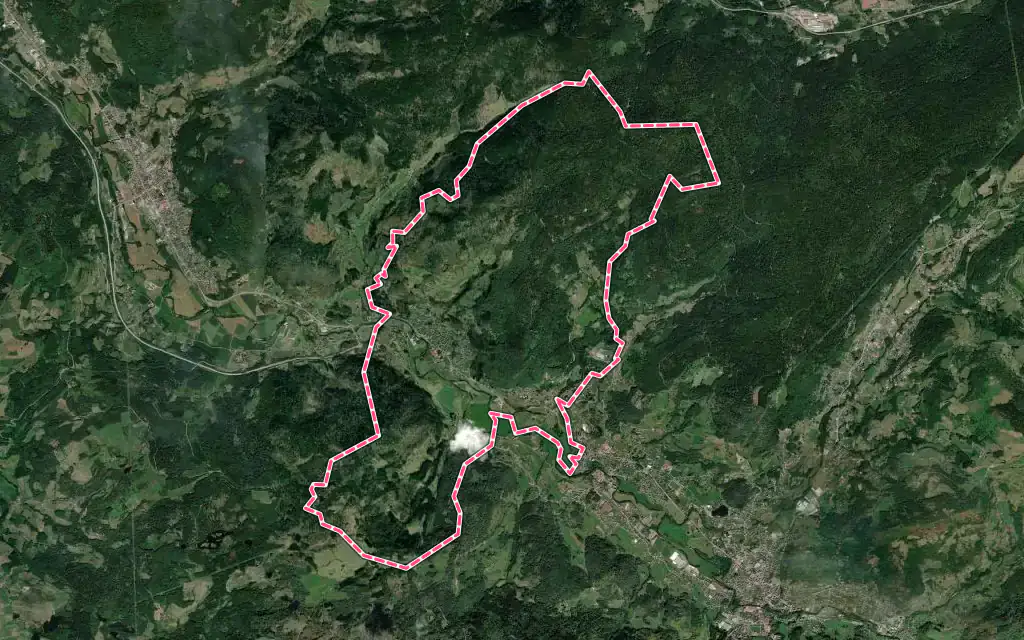 Vue satellite de Ferdrupt avec ses contours administratifs