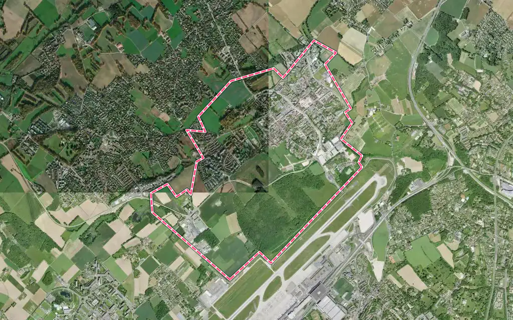 Vue satellite de Ferney-Voltaire avec ses contours administratifs