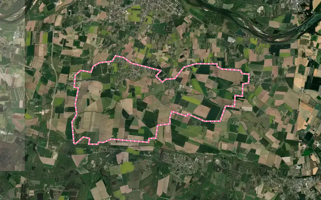 Vue satellite de Férolles avec ses contours administratifs