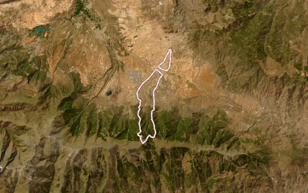 Vista satélite de Ferreira con su contorno administrativo