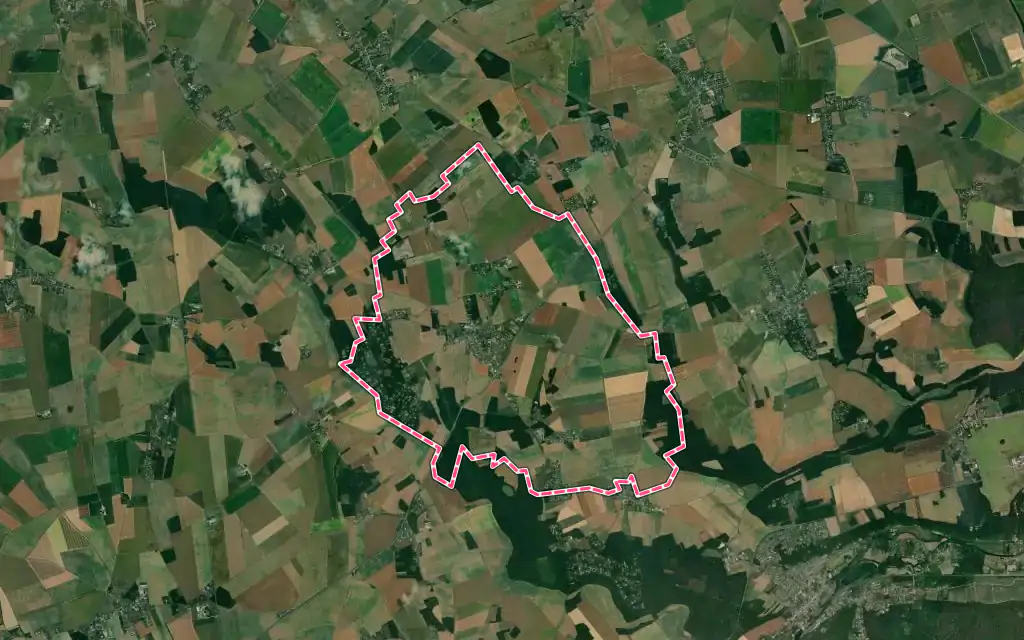 Vue satellite de Ferrières-Haut-Clocher avec ses contours administratifs