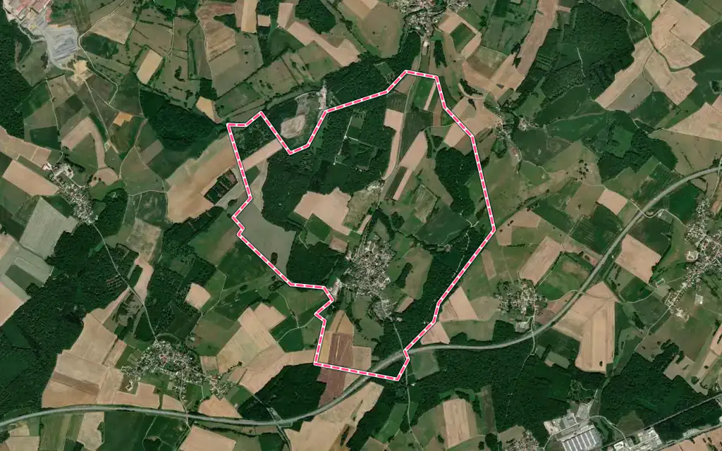 Vue satellite de Ferrières-les-Bois avec ses contours administratifs