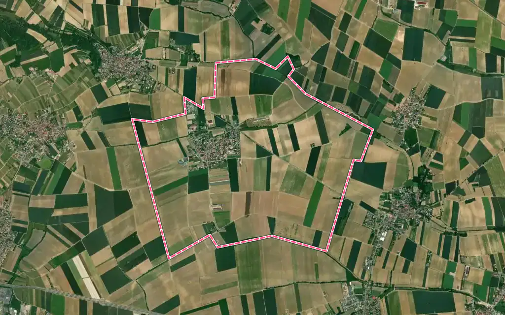 Vue satellite de Fessenheim-le-Bas avec ses contours administratifs