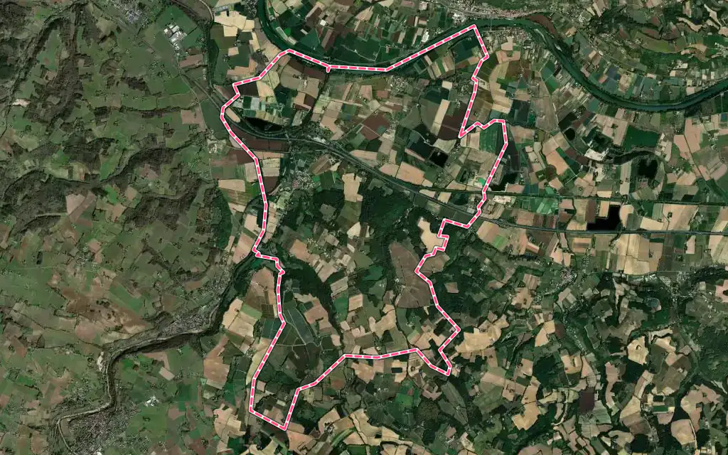 Vue satellite de Feugarolles avec ses contours administratifs