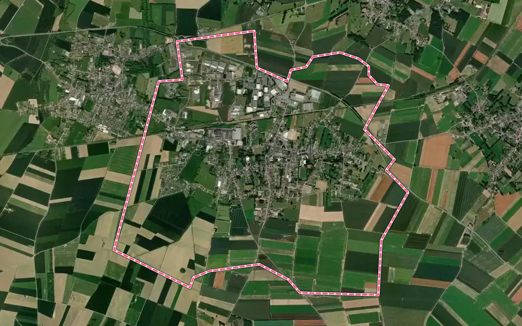 Vue satellite de Feuquières-en-Vimeu avec ses contours administratifs
