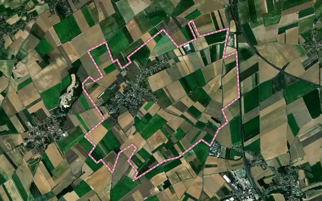 Vue satellite de Ficheux avec ses contours administratifs