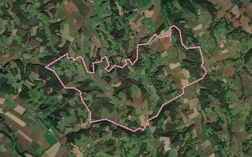 Vue satellite de Fichous-Riumayou avec ses contours administratifs
