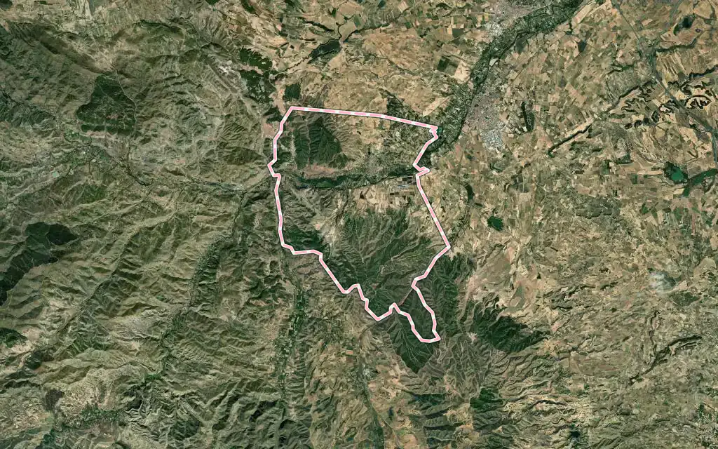Vista satélite de Fitero con su contorno administrativo