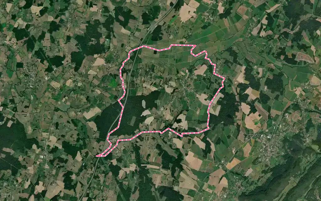 Vue satellite de Flacey-en-Bresse avec ses contours administratifs