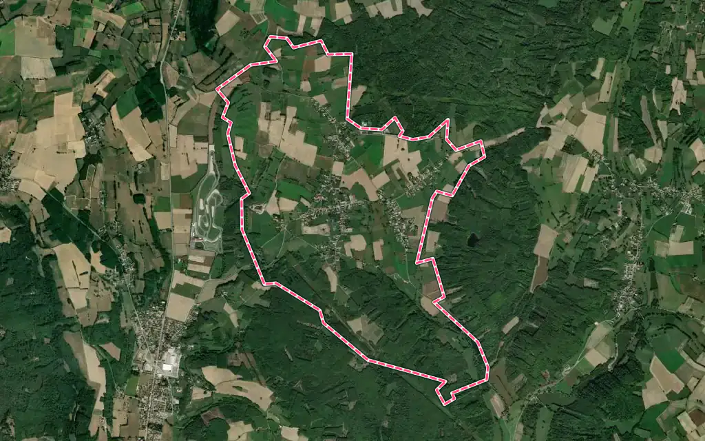 Vue satellite de Flachères avec ses contours administratifs