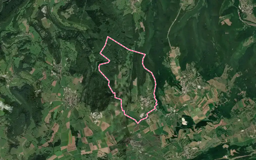 Vue satellite de Flagey avec ses contours administratifs