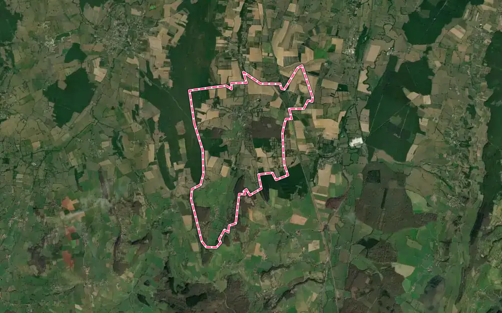Vue satellite de Flagy avec ses contours administratifs