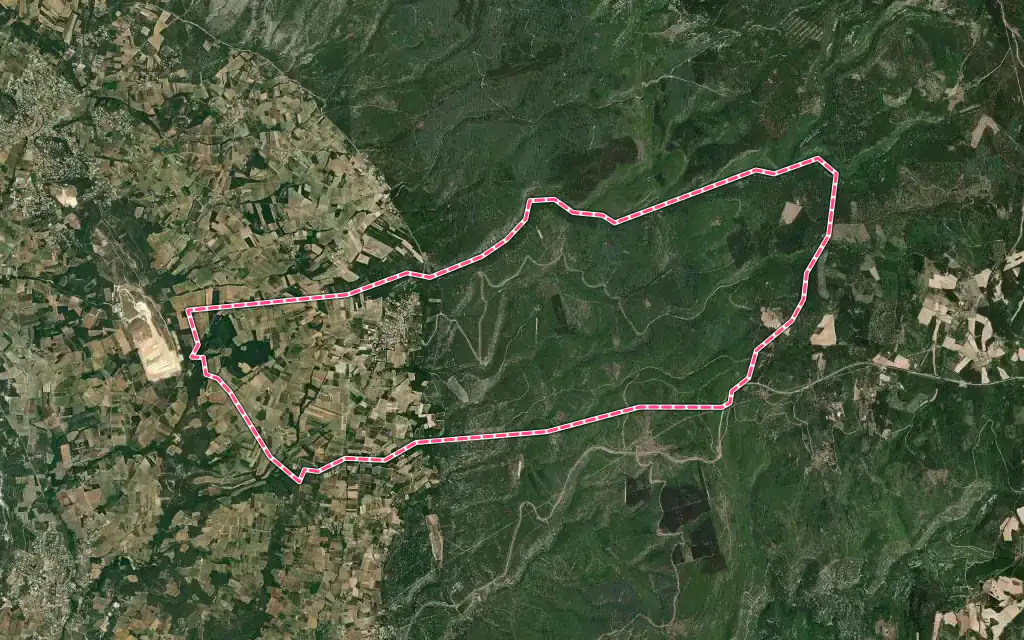 Vue satellite de Flassan avec ses contours administratifs