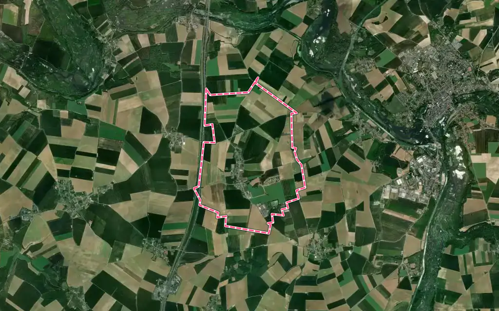 Vue satellite de Flaucourt avec ses contours administratifs