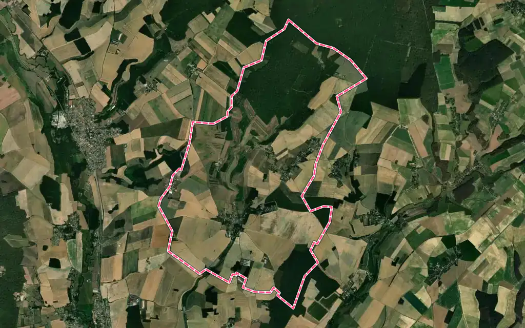 Vue satellite de Flavacourt avec ses contours administratifs