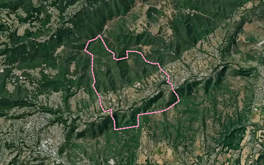 Vue satellite de Flaviac avec ses contours administratifs