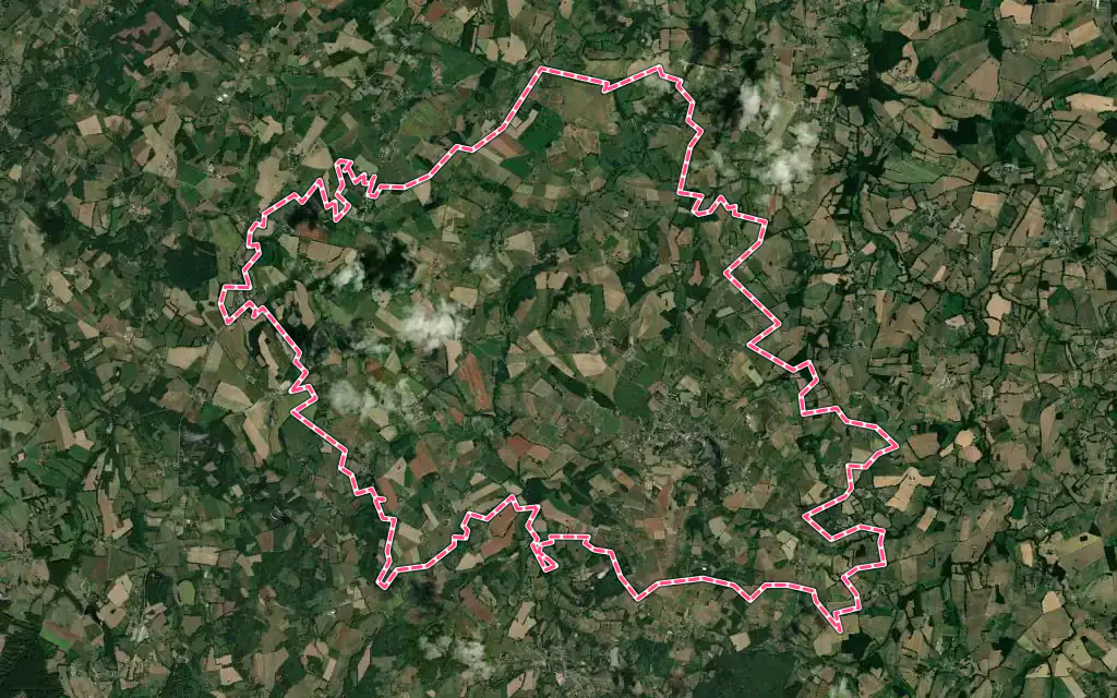 Vue satellite de Flavignac avec ses contours administratifs