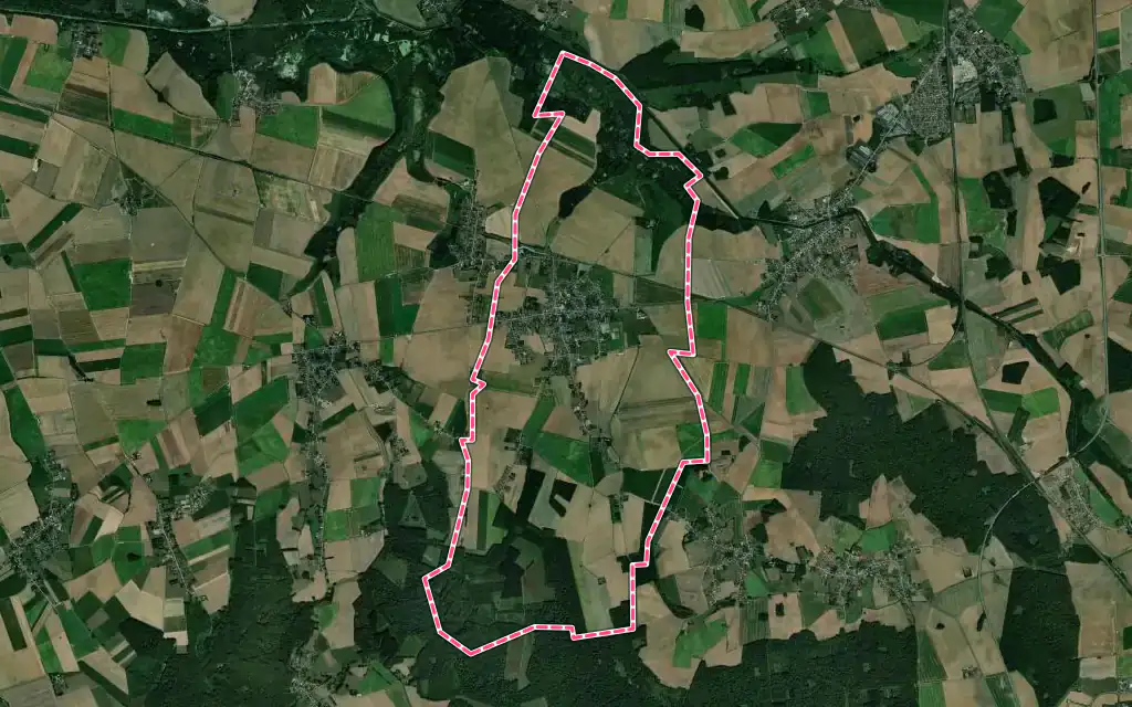 Vue satellite de Flavy-le-Martel avec ses contours administratifs