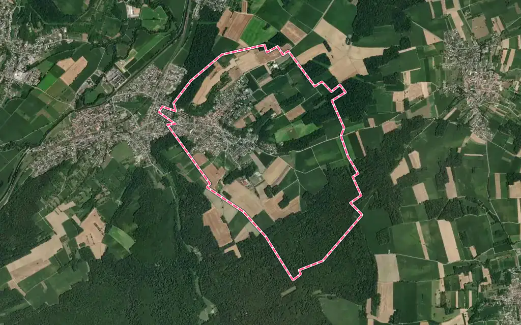 Vue satellite de Flaxlanden avec ses contours administratifs