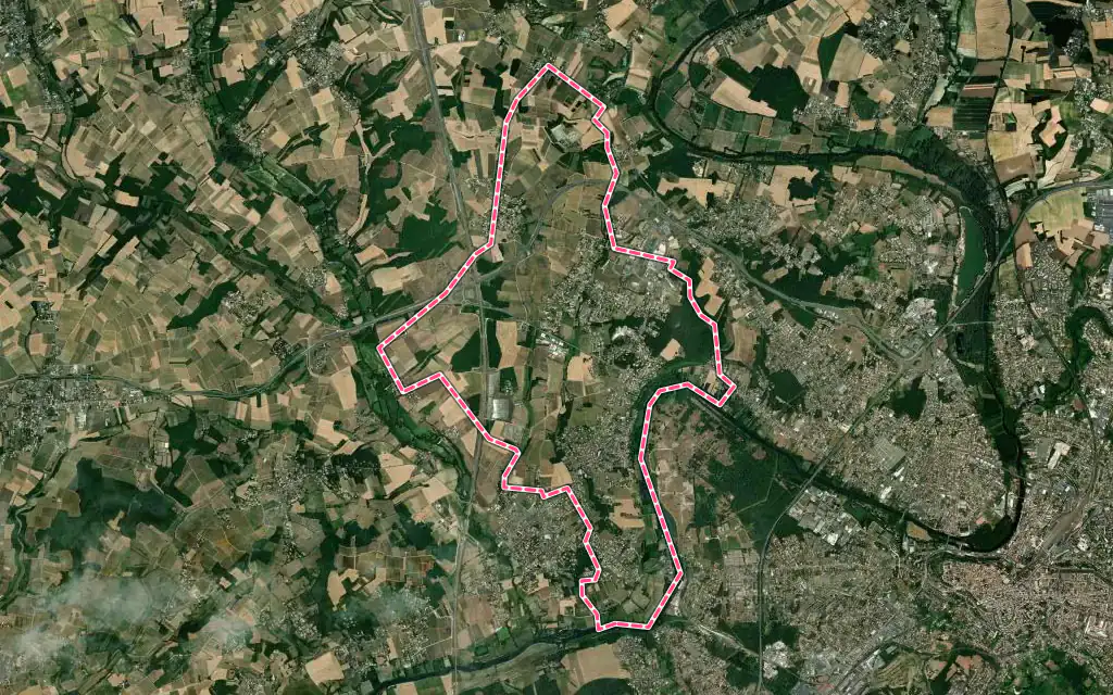 Vue satellite de Fléac avec ses contours administratifs