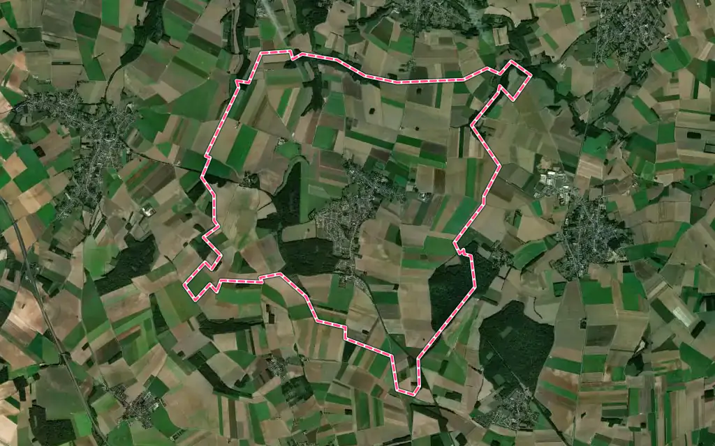 Vue satellite de Flesselles avec ses contours administratifs