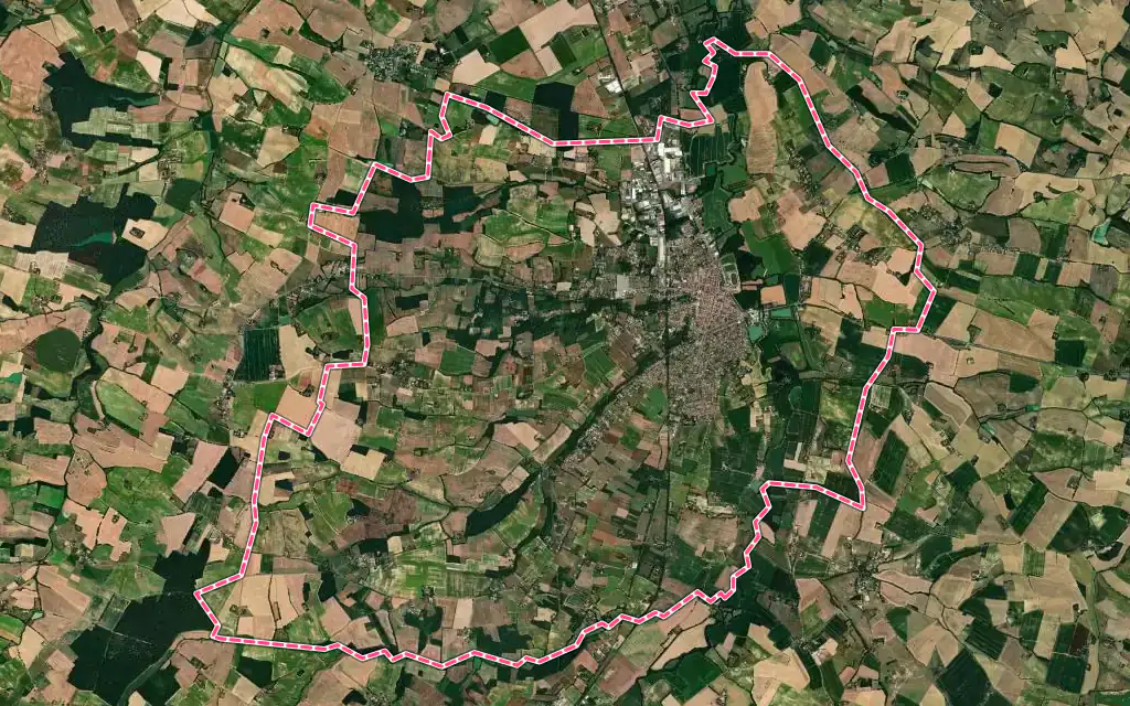 Vue satellite de Fleurance avec ses contours administratifs