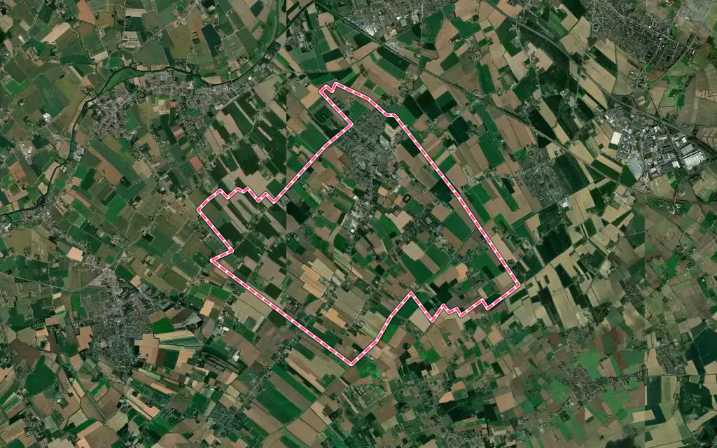 Vue satellite de Fleurbaix avec ses contours administratifs