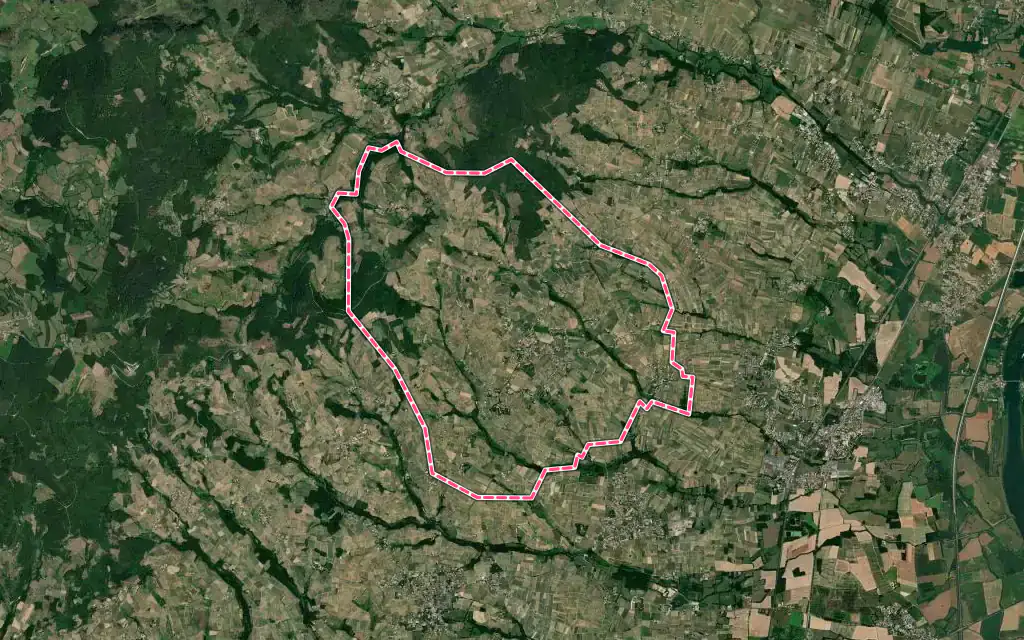 Vue satellite de Fleurie avec ses contours administratifs