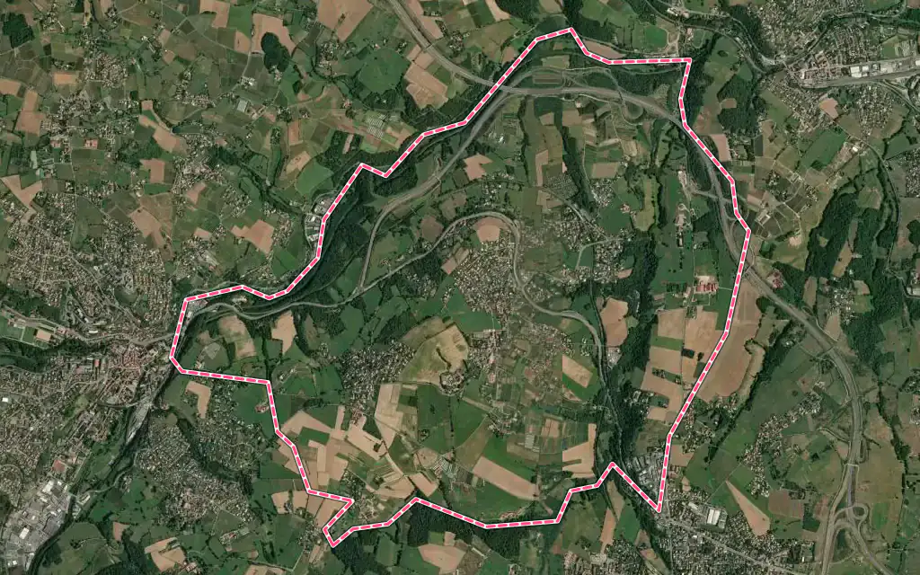 Vue satellite de Fleurieux-sur-l'Arbresle avec ses contours administratifs